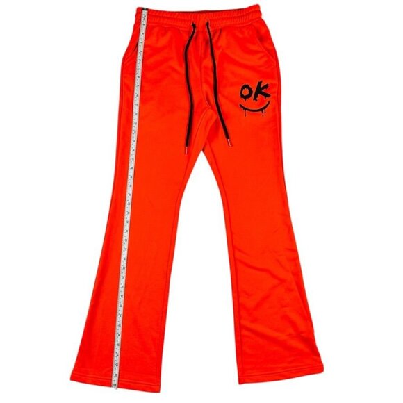 Men's Orange Flared "OK" Graphic Manfinity Sweatpants W Drawstring Size S - Picture 8 of 8